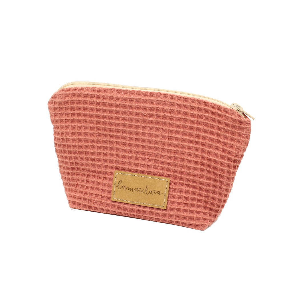 Neceser Waffle coral pequeño (18x14cm)