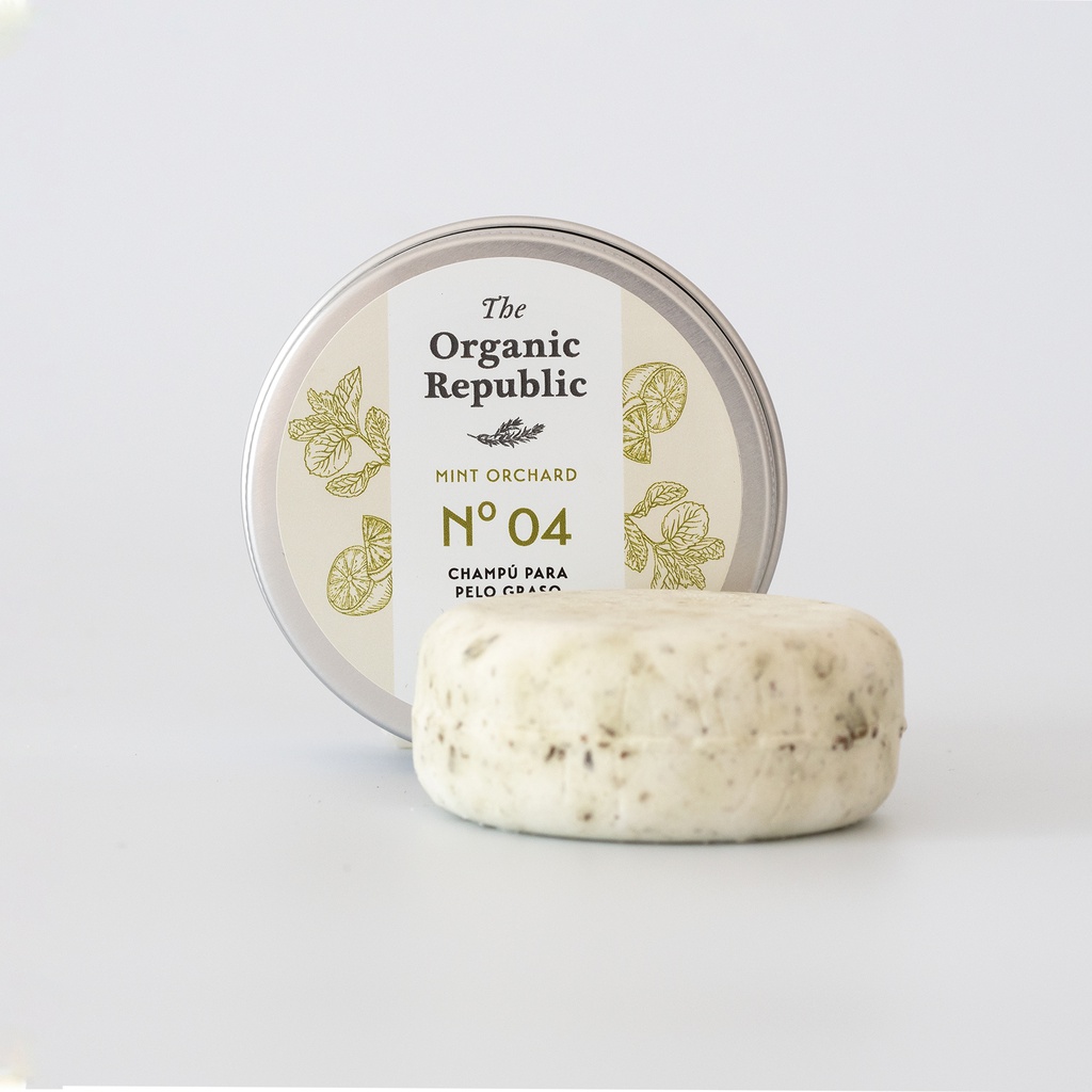 Xampú sòlid per a cabell greixós Mint Orchard Nº 04 de The Organic Republic 70gr