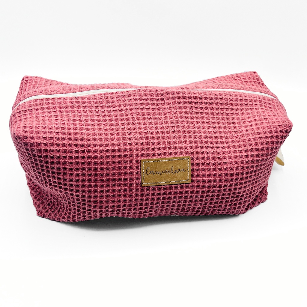 Neceser Waffle Pouch coral pequeño (20x10x8cm)